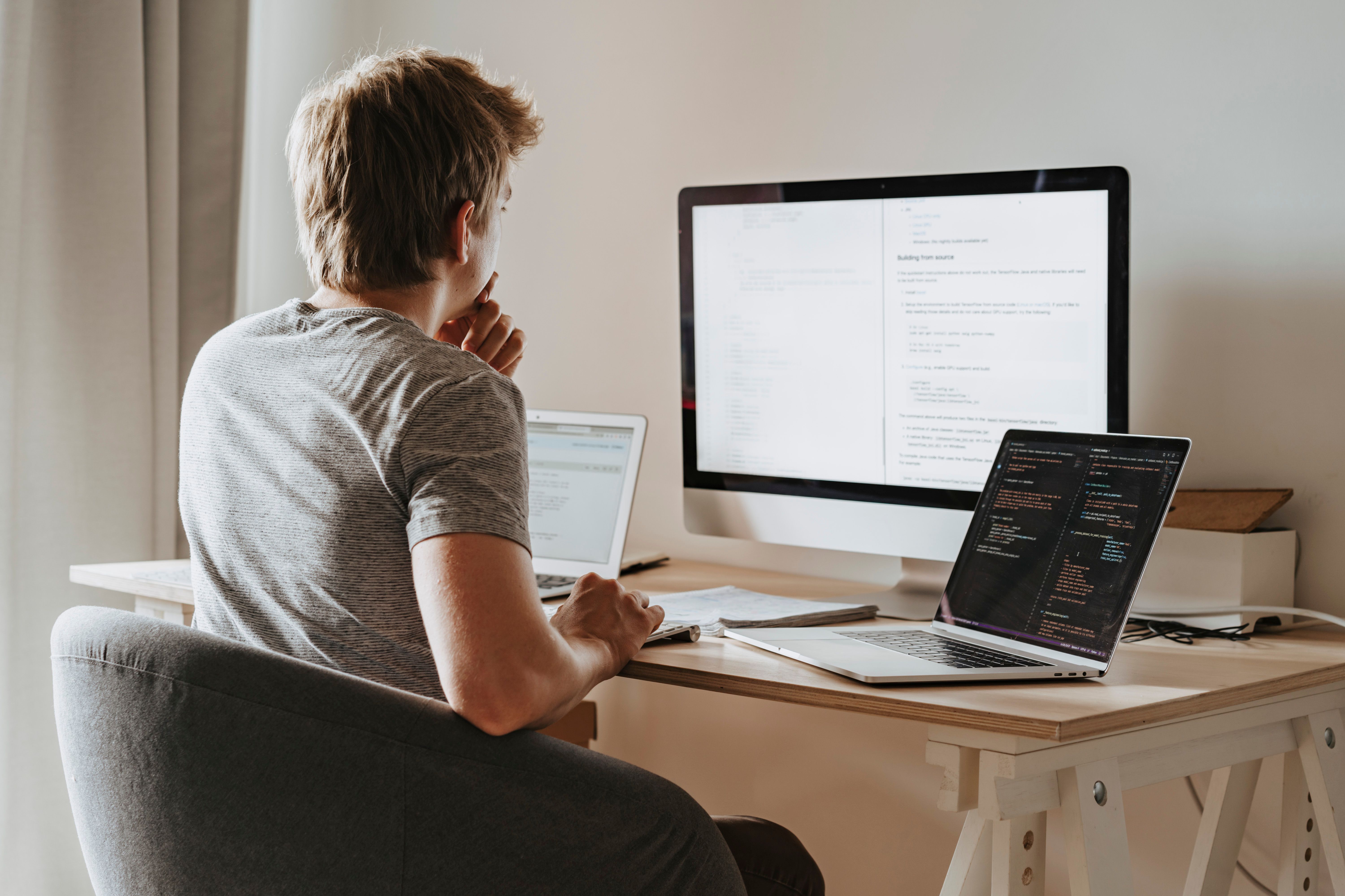 Freelancer working at a home office desk