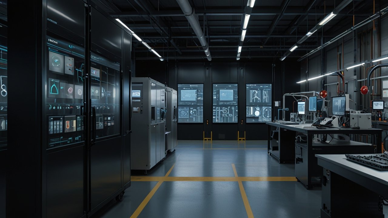 Digital Twin model showing real-time data synchronization between physical equipment and virtual representation