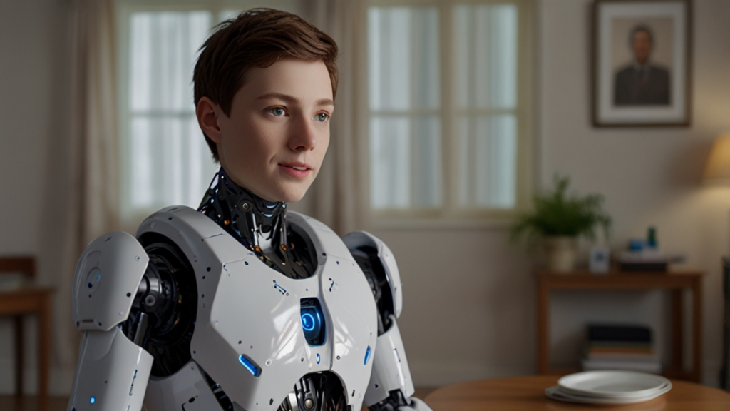 Humanoid Robot assisting elderly person with household tasks demonstrating natural movement and interaction
