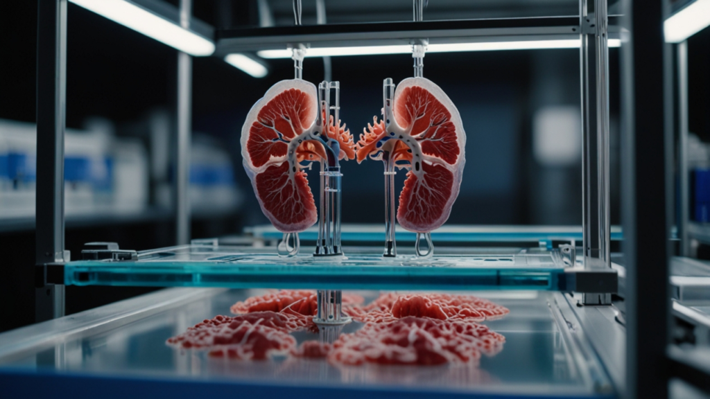 3D Bioprinting system creating functional human tissue with visible vascular structures