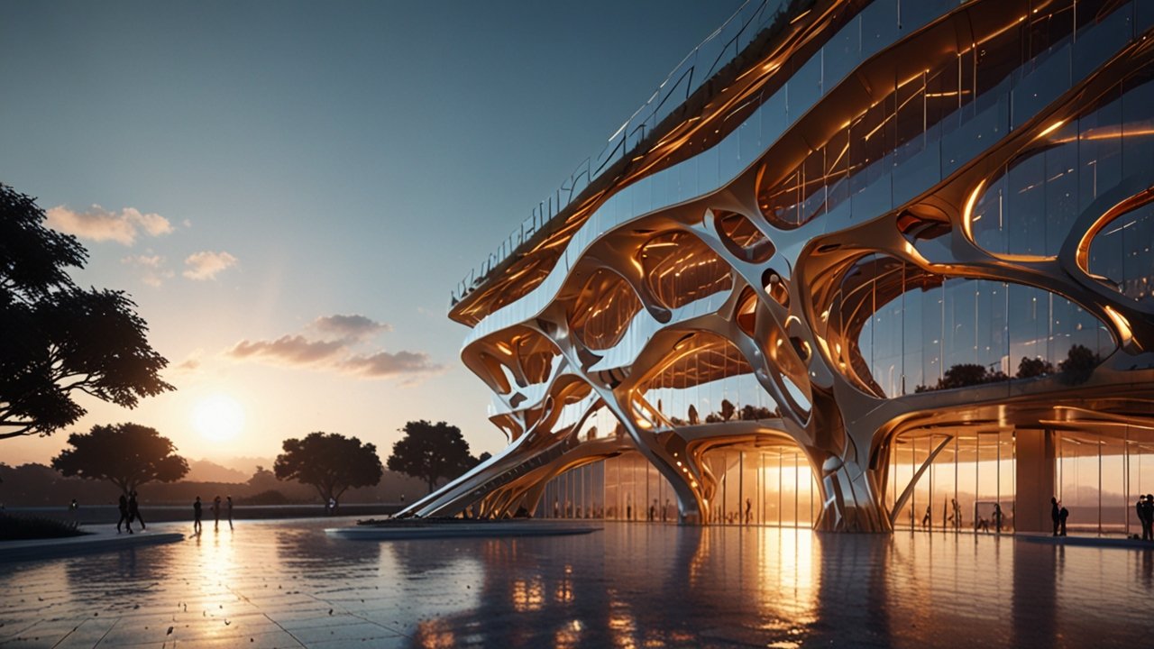 AI Generative Design Architecture creating complex structural forms impossible to design through traditional methods
