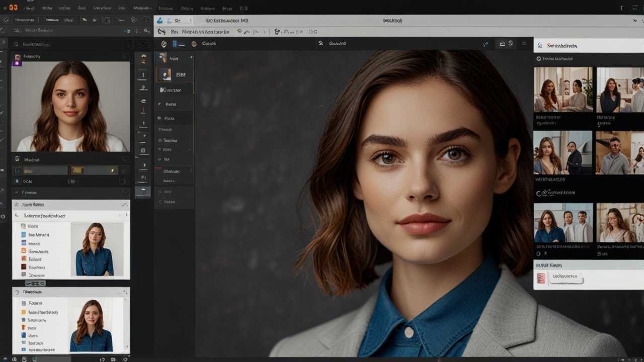AI Image Creator interface showing visual content generation through text prompts with style control and design assistance features