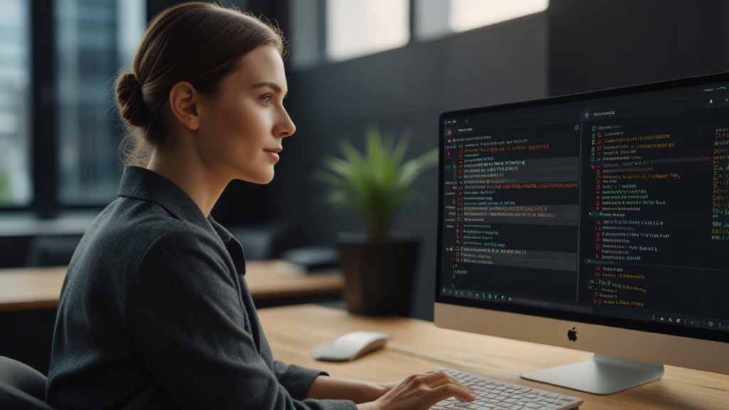 AI coding interface displaying intelligent programming assistance with code suggestion and natural language translation