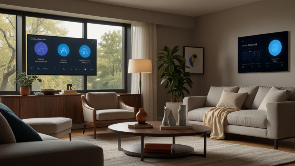 AI voice assistant interface showing speech recognition and natural language processing with response generation system