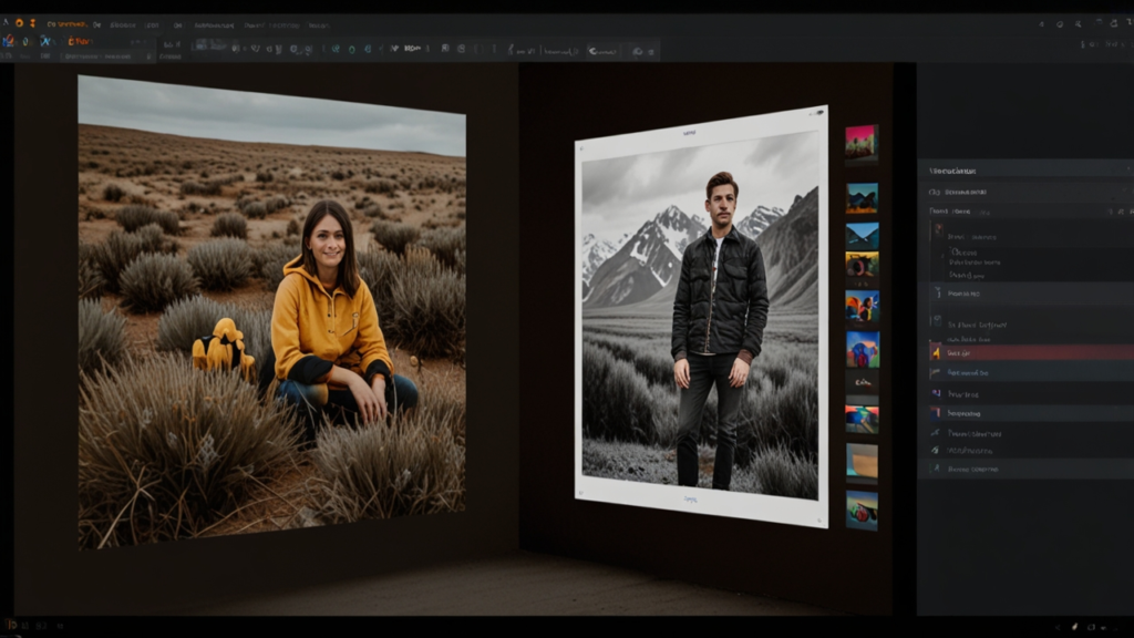 Adobe Firefly generating professional digital artwork from text descriptions with multiple style variations