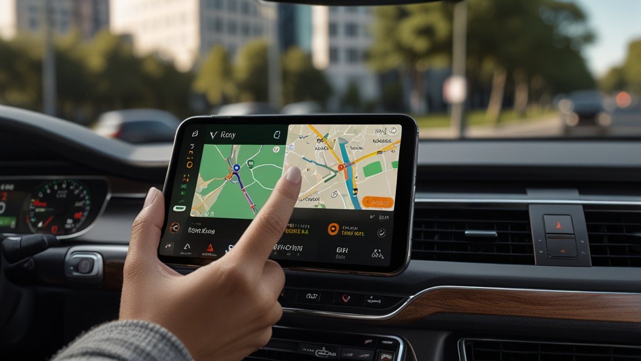 Apple Car Play displaying comprehensive vehicle interface with multiple app views and navigation integrated with vehicle systems