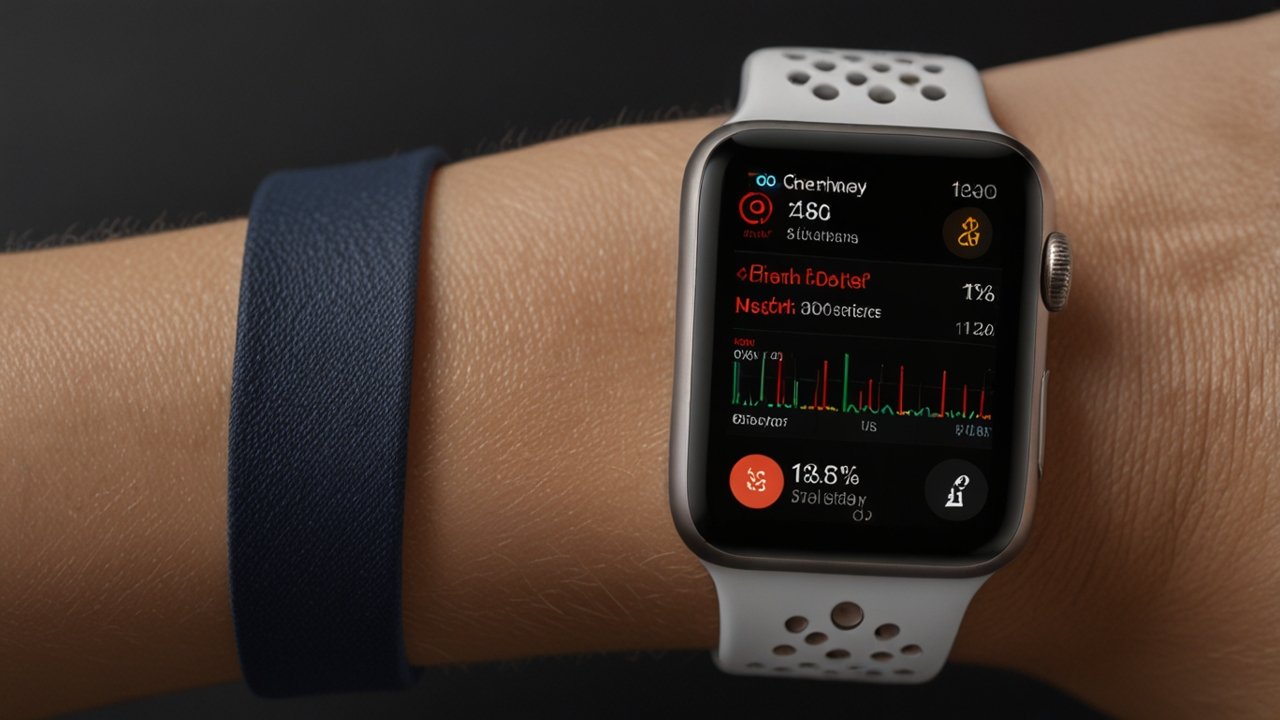 Apple Watch displaying health monitoring capabilities with fitness tracking and notification management on wrist-worn device