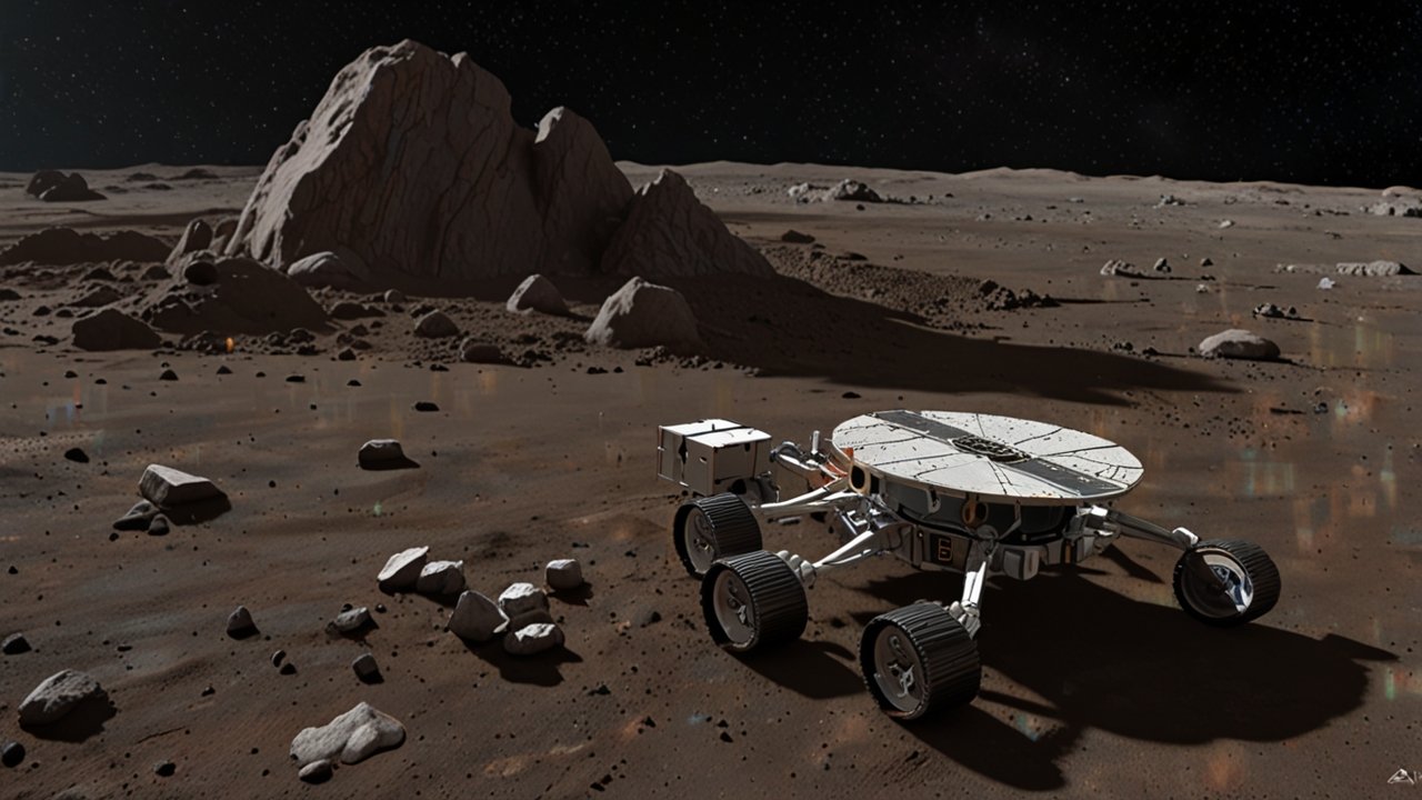 Asteroid Mining operation extracting valuable resources from near-Earth object in space