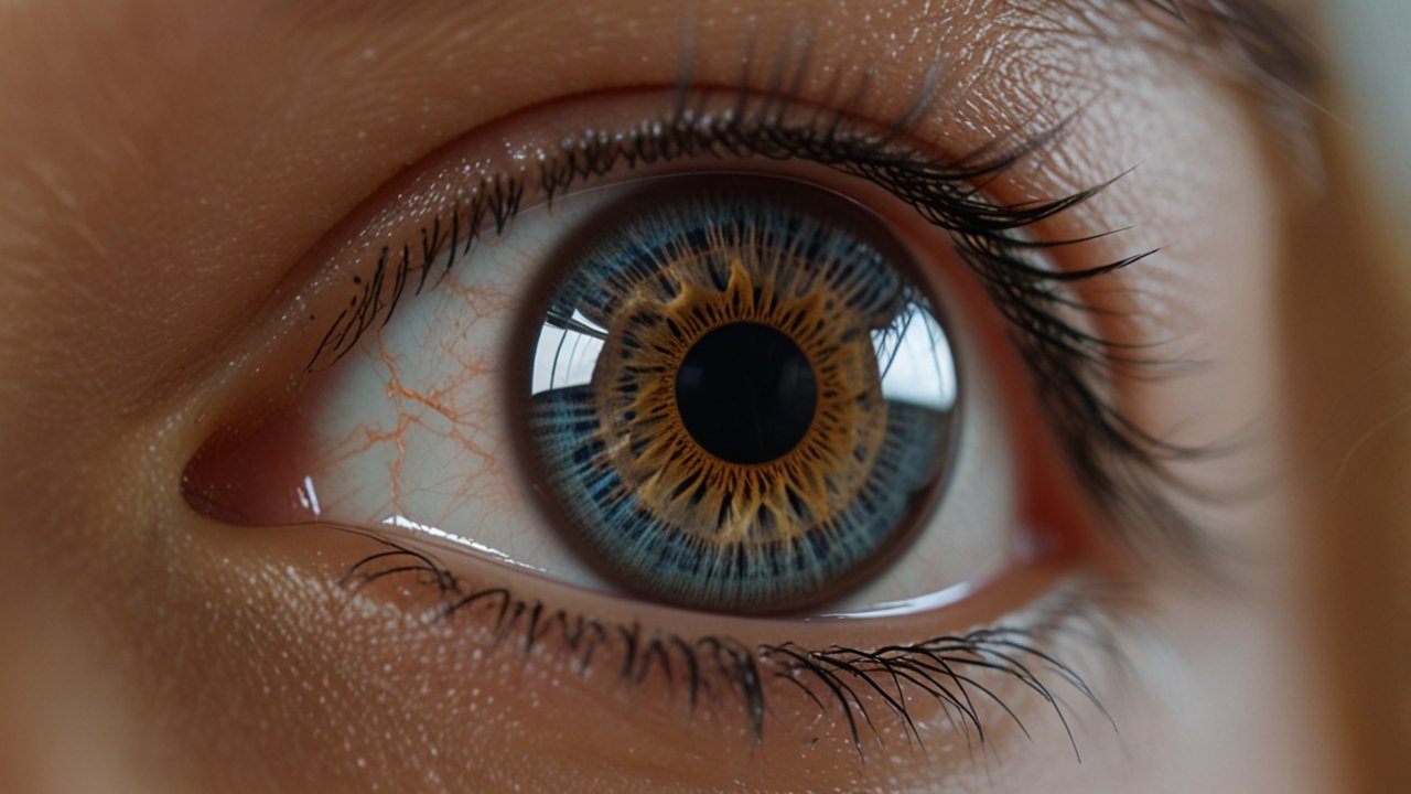 Augmented Reality Lens displaying digital information directly on eye through transparent contact lens