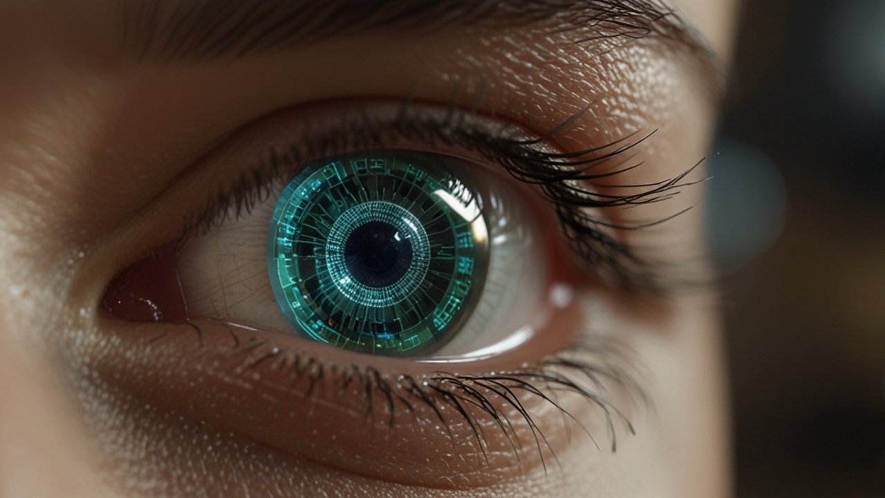 Augmented Reality Lens displaying digital information directly in wearer's field of vision through smart contact lens