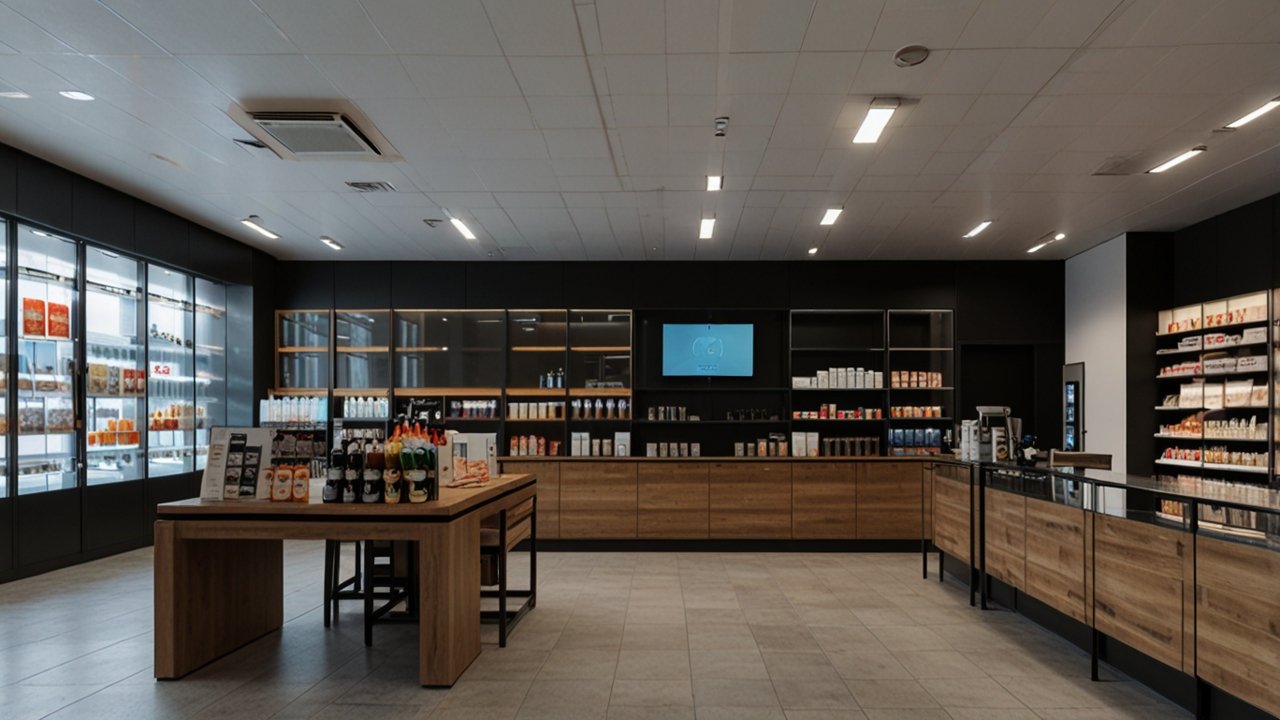 Autonomous Retail store tracking customer selections through ceiling-mounted computer vision system without checkout counters