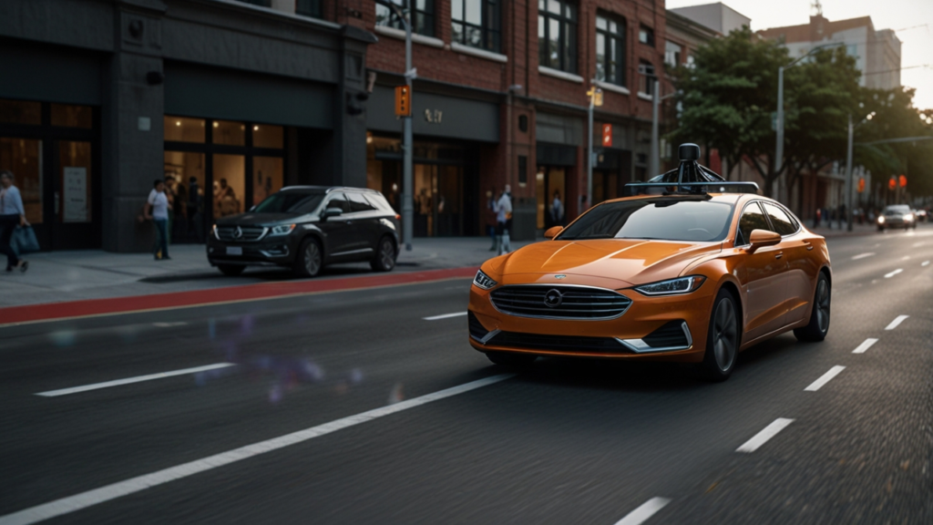 Autonomous Vehicles navigating urban environment with active sensor systems visualized