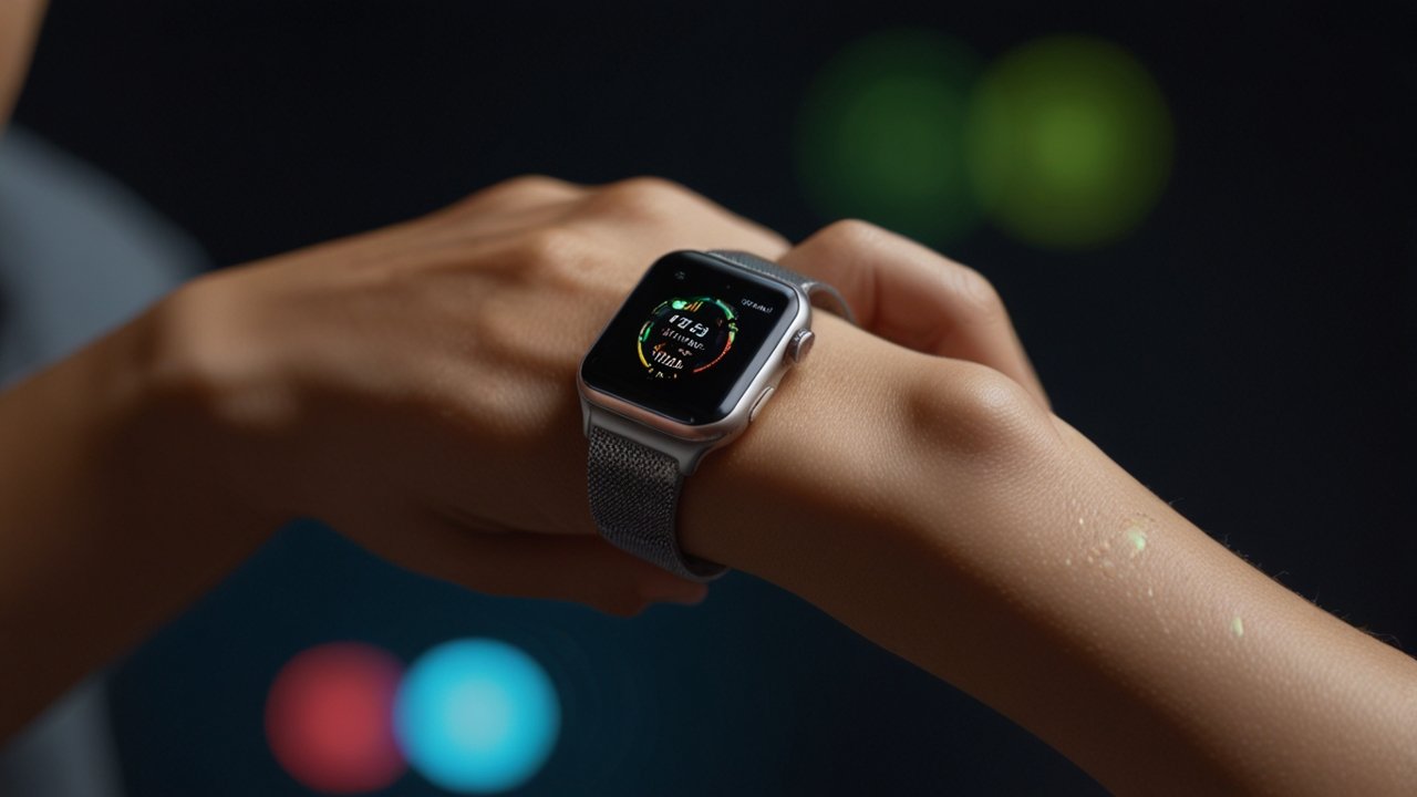 Biometric Wearables monitoring vital signs through sleek wristband with integrated sensors and display