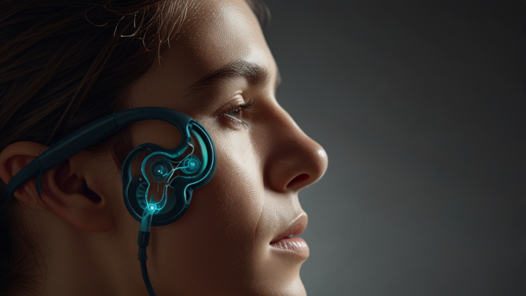 Bone conduction headphones displaying open-ear design with visible transducer that sends vibrations through temporal bone