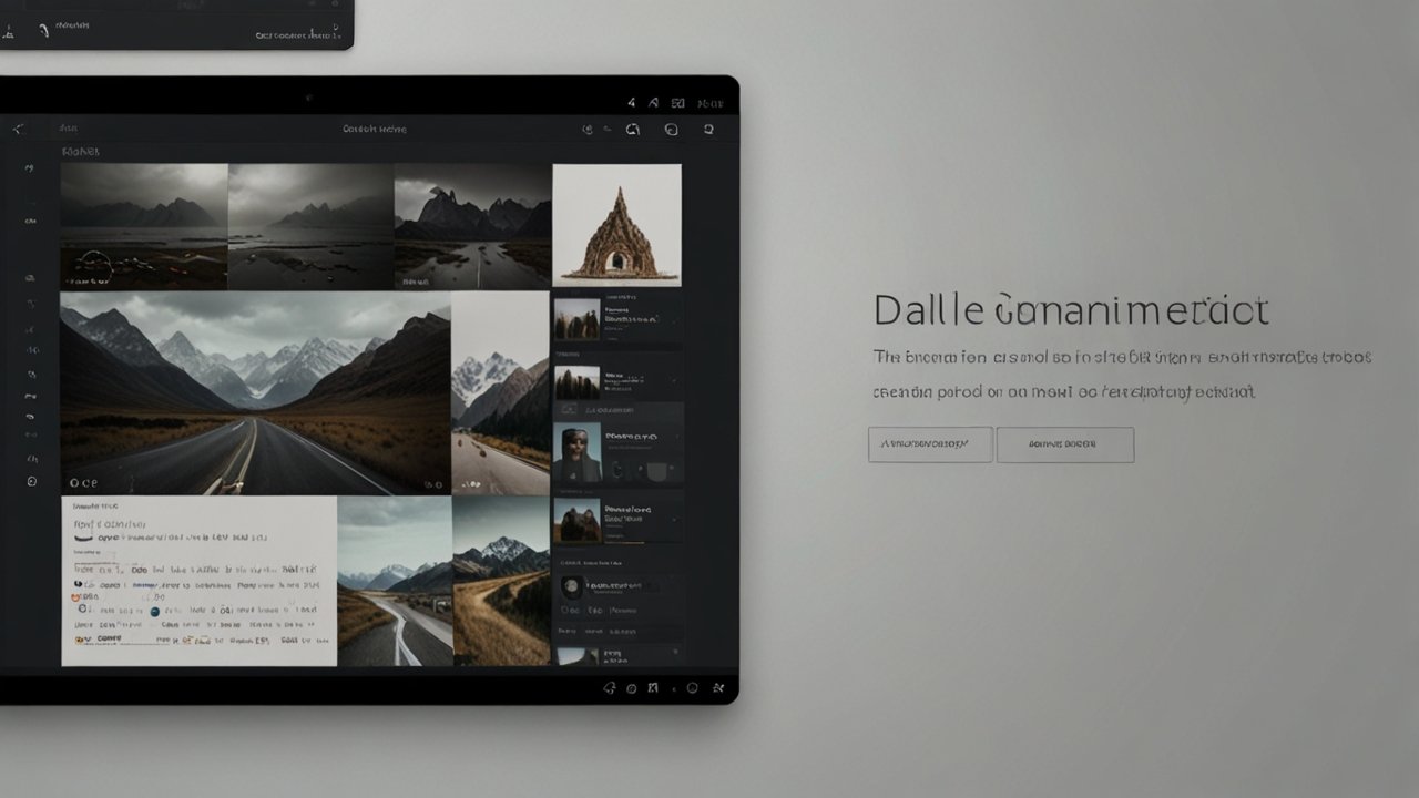 DALL-E interface displaying text prompt and resulting AI-generated artwork with control parameters for style and variation