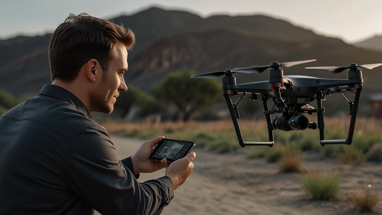 DJI Drones capturing professional aerial footage with autonomous navigation features and stabilized camera gimbals