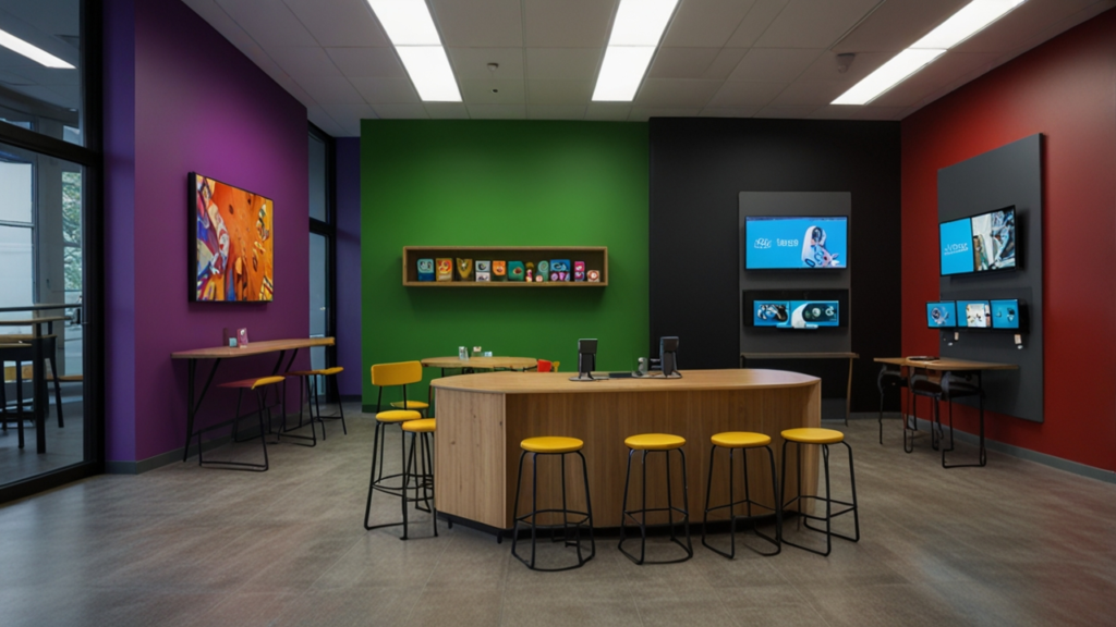 Digital Playground showing interactive technology exploration space with hands-on creative development and innovation experimentation