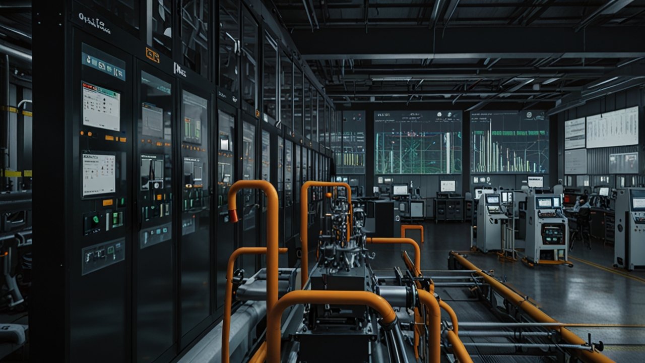 Digital Twin showing synchronized virtual replica alongside physical production line