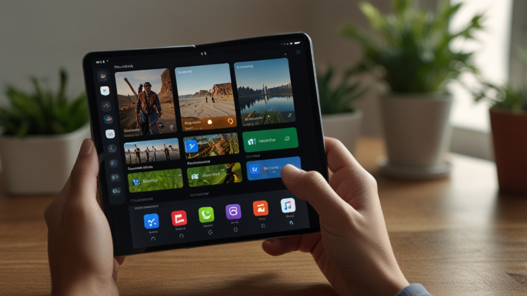 Foldable Phone transforming between compact smartphone and tablet-sized device through innovative flexible display technology