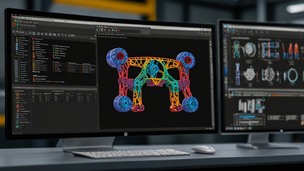 Generative Design software creating multiple optimized structural solutions based on engineering constraints