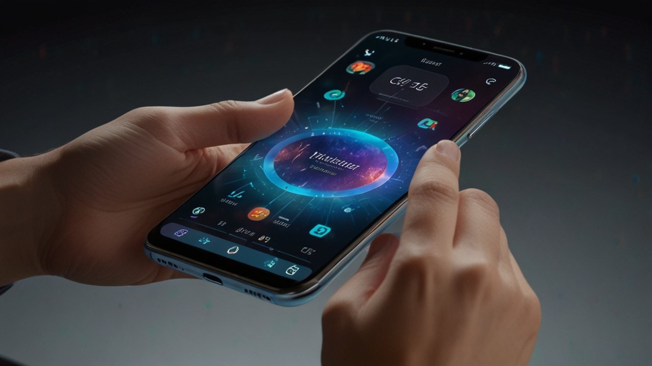 Holographic Phone projecting interactive 3D content above its display with hand gesture control