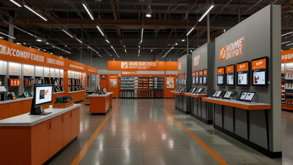 Home Depot mobile application showing product locator and augmented reality visualization tools for home projects