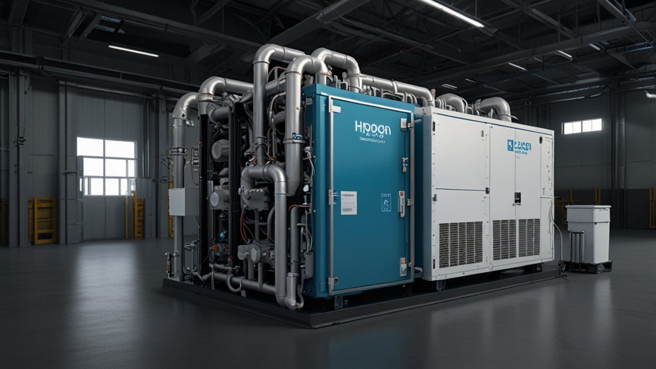 Hydrogen Economy visualization showing renewable-powered production and multi-sector applications