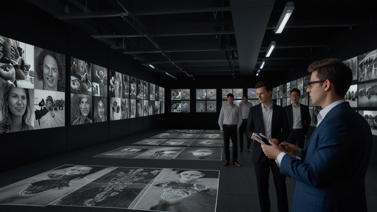 Image recognition system displaying visual AI processing with object detection and classification capabilities