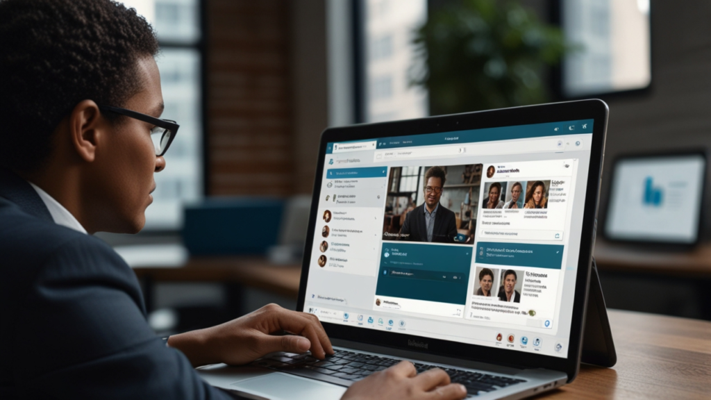 LinkedIn platform displaying professional profile with career development tools and networking recommendations