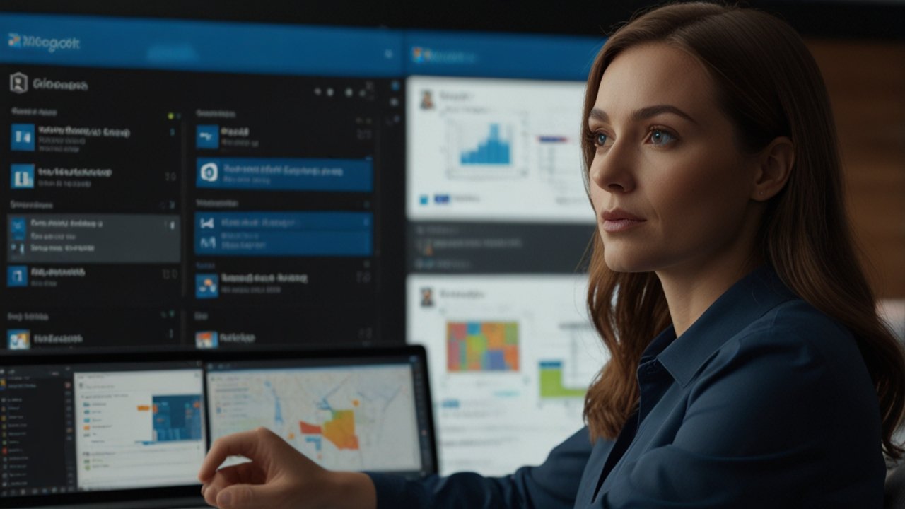 Microsoft Copilot interface showing AI-powered assistance within productivity software with contextual recommendations and automation capabilities