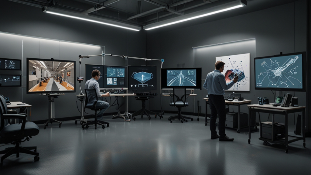 Mixed Reality environment showing digital objects interacting with physical space through spatial anchoring