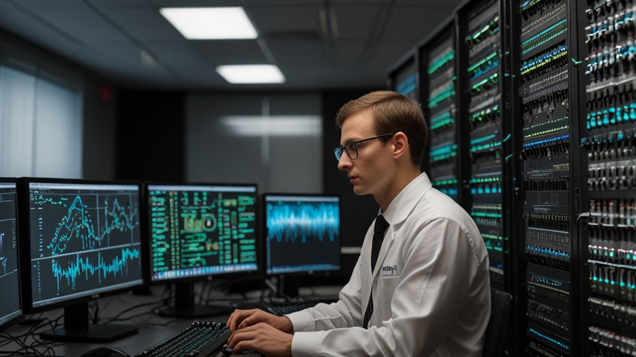 Neuromorphic Computing chip architecture showing neuron-inspired processing elements
