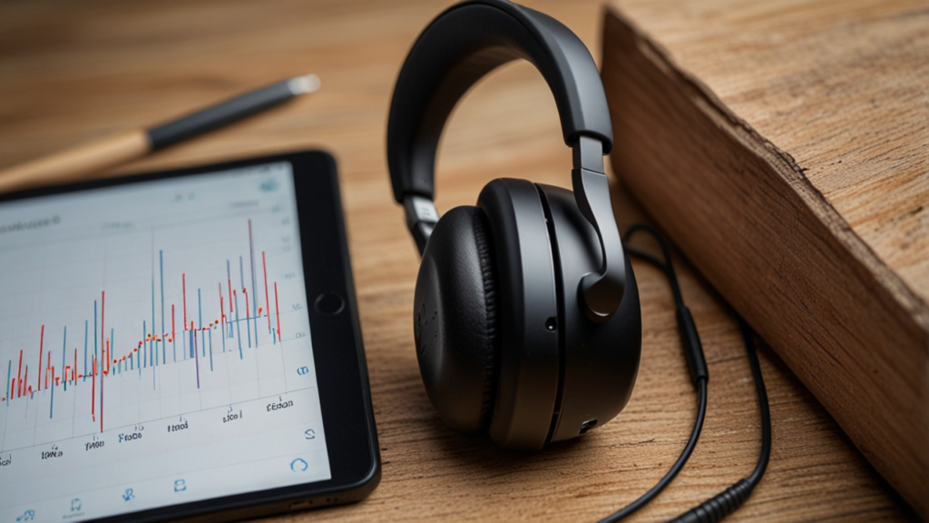 Noise canceling headphones displaying advanced acoustic technology with visible microphone arrays and cushioned ear cups