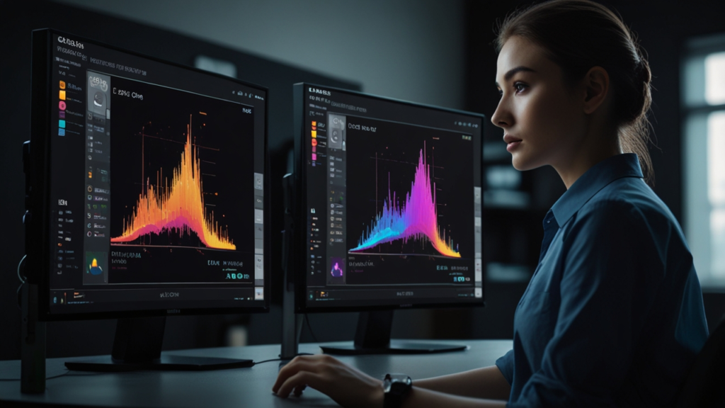 OLED Monitor displaying vibrant content with perfect black levels and exceptional color accuracy through self-emissive pixel technology