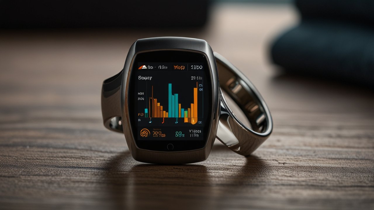 Oura ring displaying miniaturized health tracking technology within elegant titanium ring design