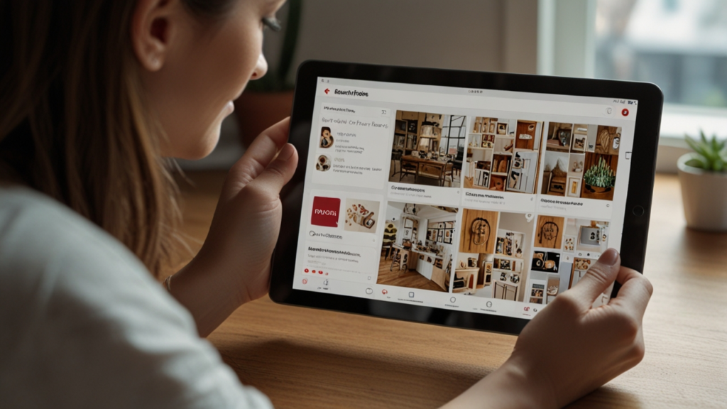 Pinterest interface showing visual inspiration boards with personalized recommendations and project planning tools