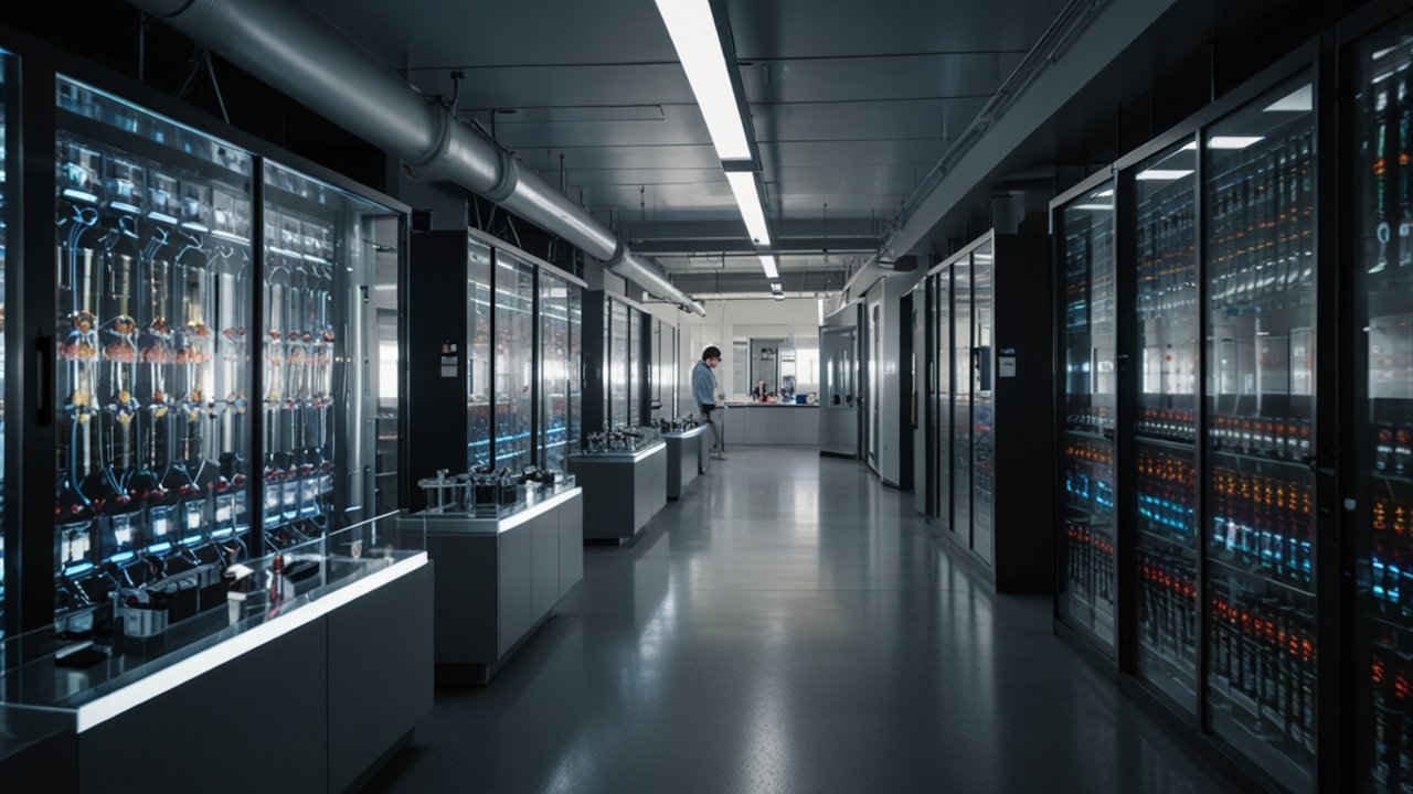 Quantum Computing processor showing active qubit array with quantum state visualization