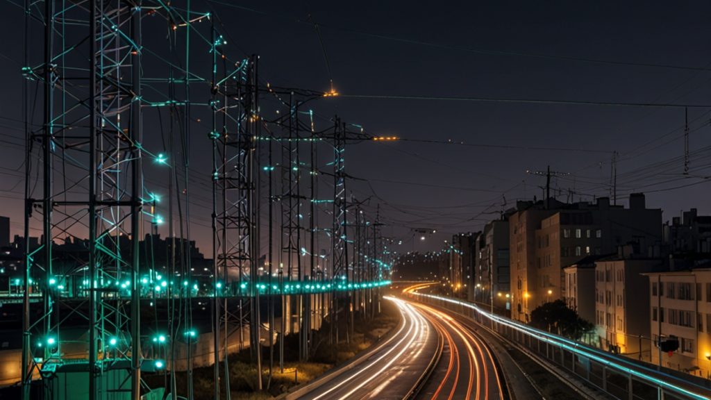 Smart Grid infrastructure showing two-way energy flow with real-time monitoring and renewable integration capabilities