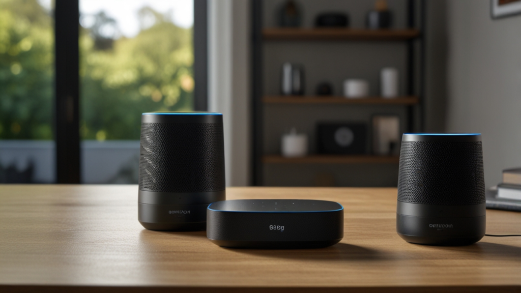 Smart Speakers providing voice-controlled digital assistant services with integrated audio system for home environment