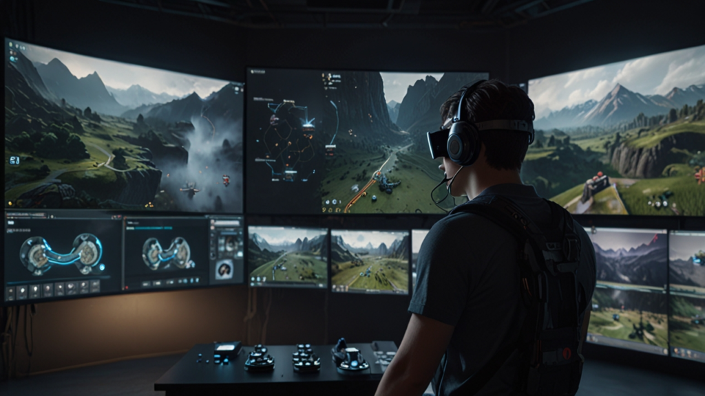 Video Games displaying photorealistic environments with advanced lighting effects and complex character animations