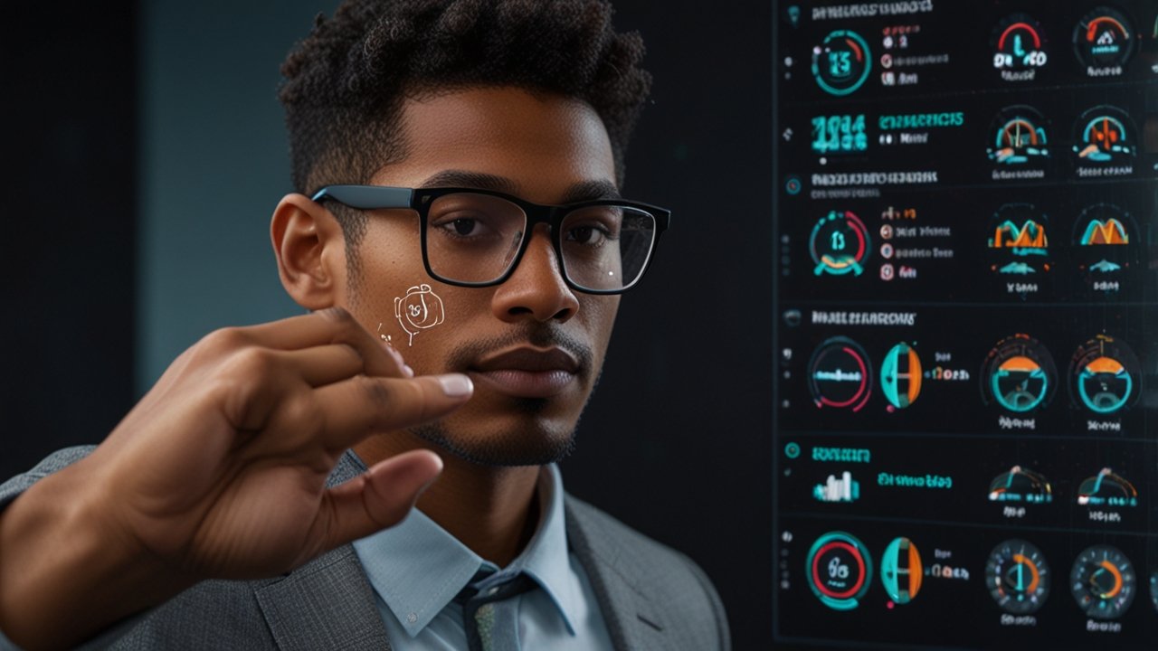 Wearable Biometric Devices capturing health data through sleek wristband and ring with integrated sensors