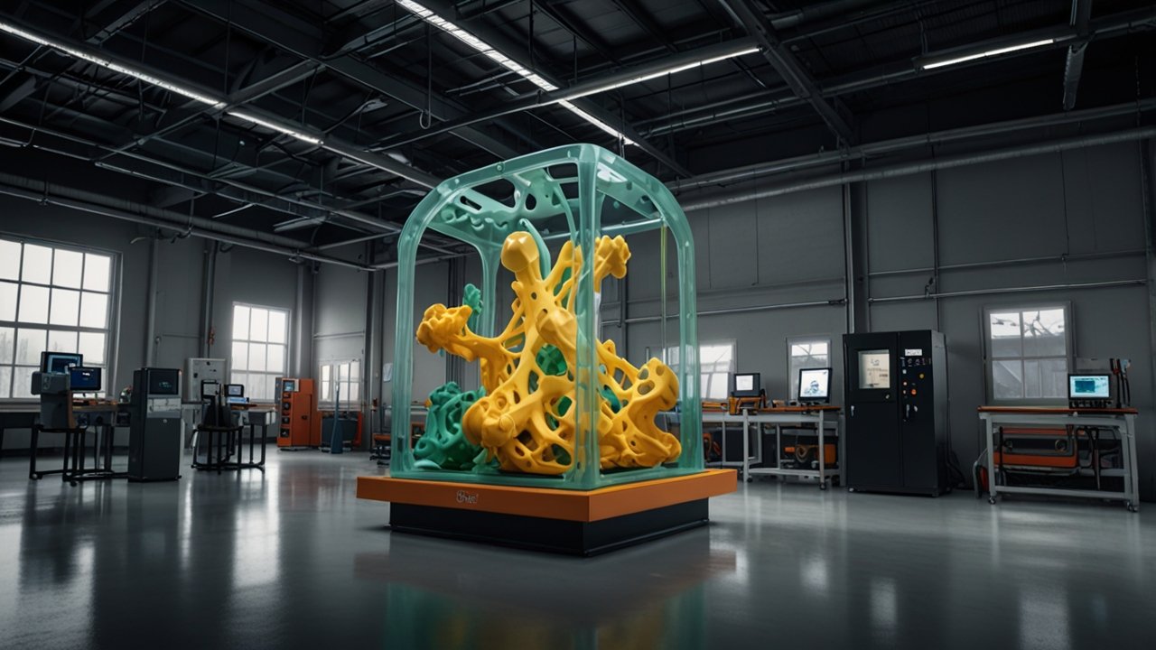 3D printing machine displaying additive manufacturing capabilities through layer fabrication and precise material deposition