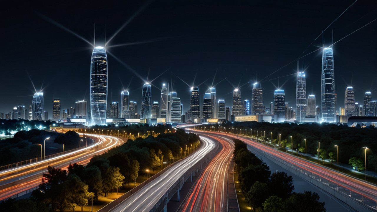 5G network infrastructure displaying high-speed connectivity through mobile broadband technology and advanced wireless transmission systems