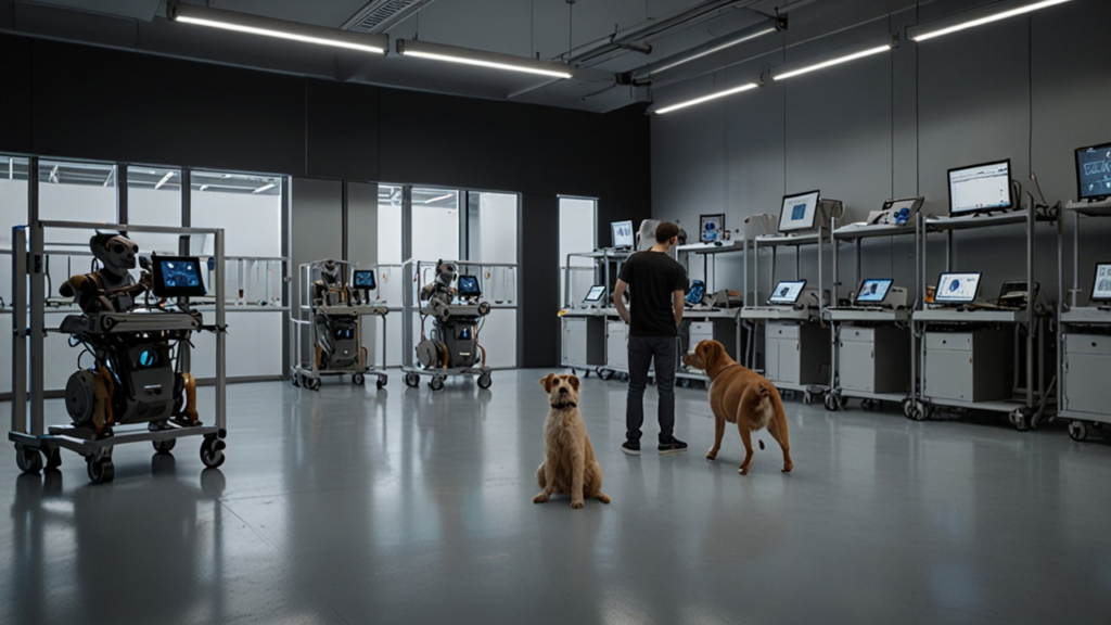 AI-dogs interface showing robotic pets and artificial companion capabilities