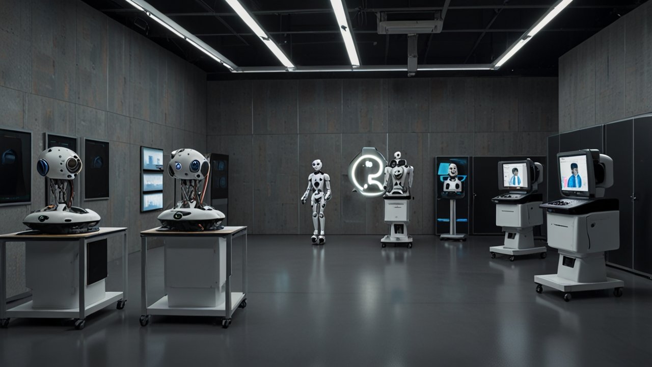 AI robot interview interface showing robotic interaction and artificial conversation capabilities