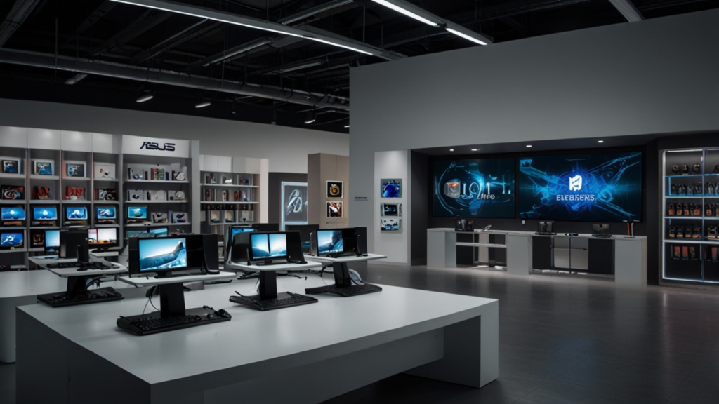 ASUS interface showing computer manufacturing and technology innovation systems