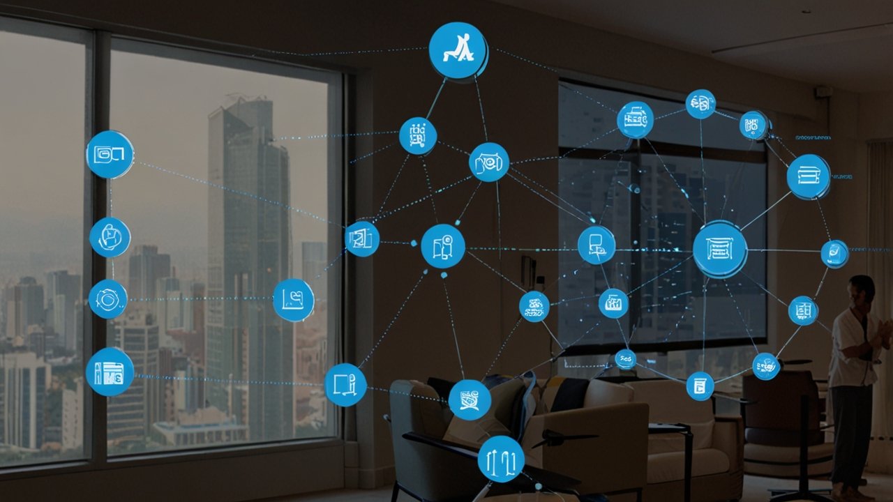Ambient computing environment displaying environmental intelligence through ubiquitous processing and seamless technology integration