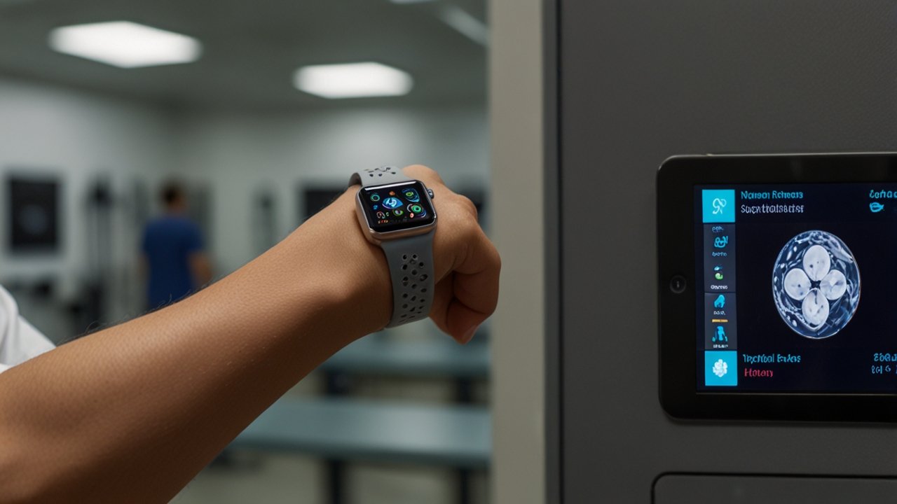 Apple Watch interface showing smartwatch technology and wearable device features