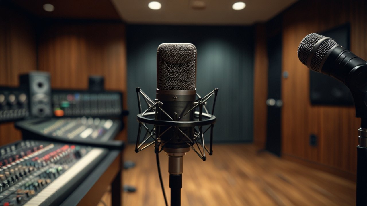 Audio recording interface showing sound capture and professional voice recording controls