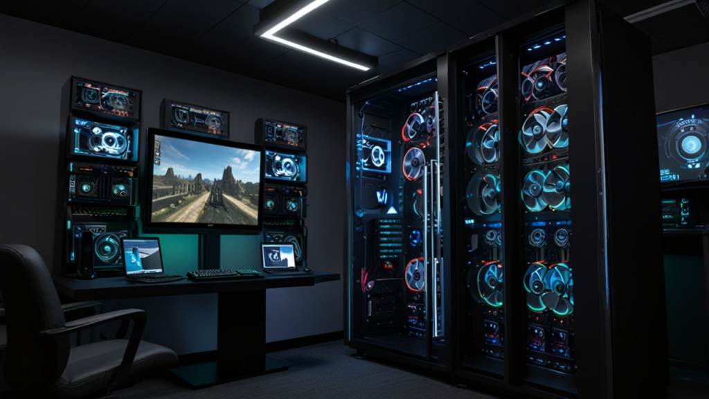 Cheap gaming PC interface showing budget gaming and affordable computer features